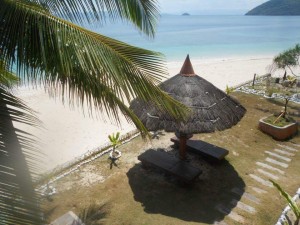 White sand, beach hut cagdanao Island